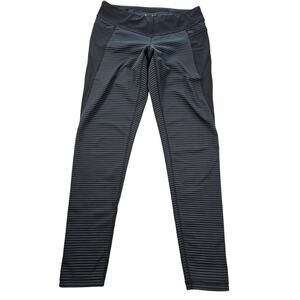 Lucy active blue striped cropped capri leggings side Ventilation running yoga M